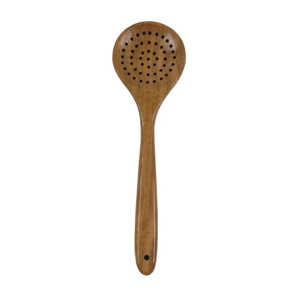 Oussum Cooking Kitchen Utensils Wood 6 Spoons Set Acacia Wooden Spoons & Holder